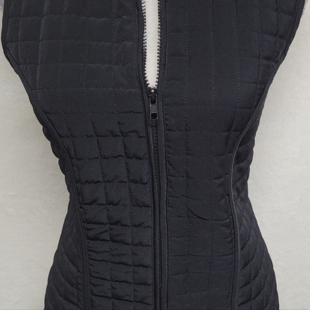 AGB Byer California Retro Y2K Black Faux Fur Collar Full-zip Quilted Vest.Add - Picture 5 of 12